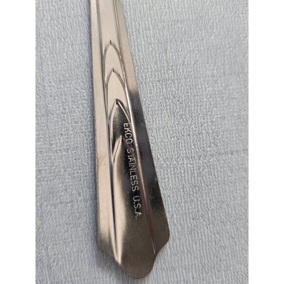 Vintage EKCO Stainless Steel Slotted Chevron Serving Spoons Set USA - Picture 4 of 5